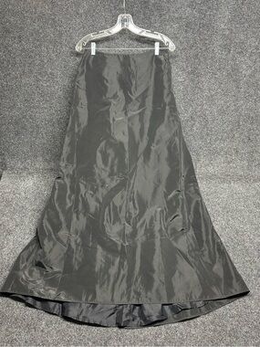 BCBGMAXAZARIA Black Taffeta Maxi Skirt Formal A-Line Pleated Gala Wedding Guest